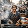 Foto Bu Sari, pemilik Warung Sate Sari Rasa